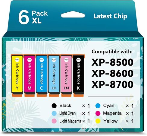 خراطيش حبر معاد تصنيعها لخراطيش حبر Epson 312XL لـ T312 T312XL لـ Expression Photo XP-8500 XP-8600 XP-8700 (6 عبوات، 1 أسود، 1 سماوي، 1 أرجواني، 1 أصفر، 1 سماوي فاتح، 1 أرجواني فاتح) in Kuwait