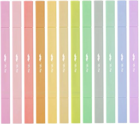 Mr. Pen- Dual Tip Aesthetic Highlighters, 12Pack, Chisel & Fine Tips, Pastel Colors, Cute Highlighters Assorted Colors, Cute Highlighters for School Highlighters, Highlighter Set, Pastel Highlighters in Saudi Arabia