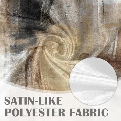 emvency 4 حزمة الستائر نافذة العلاجات، البني مجردة الفن الحديث التعتيم قابل للتعديل لغرفة المعيشة الحمام غرفة نوم المطبخ على الحوض، 52x12 بوصة قضيب جيب الستائر in Kuwait