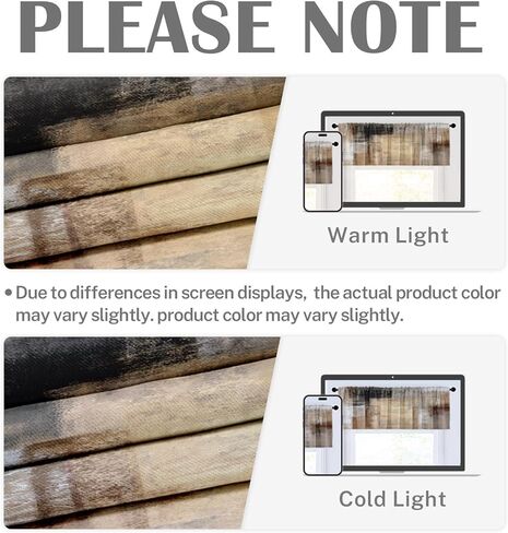 emvency 4 حزمة الستائر نافذة العلاجات، البني مجردة الفن الحديث التعتيم قابل للتعديل لغرفة المعيشة الحمام غرفة نوم المطبخ على الحوض، 52x12 بوصة قضيب جيب الستائر in Kuwait