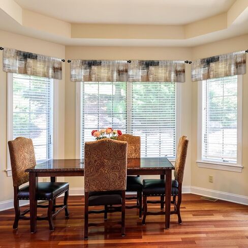 emvency 4 حزمة الستائر نافذة العلاجات، البني مجردة الفن الحديث التعتيم قابل للتعديل لغرفة المعيشة الحمام غرفة نوم المطبخ على الحوض، 52x12 بوصة قضيب جيب الستائر in Kuwait