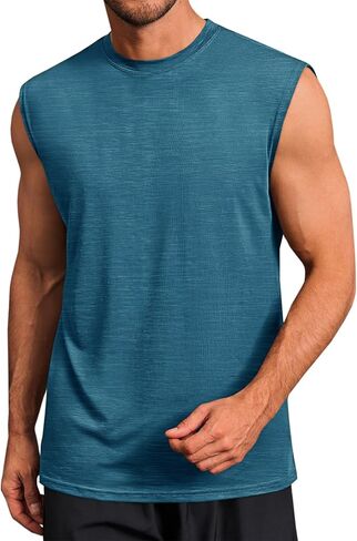 Runcati Mens Workout Tank Tops Sleeveless Muscle Cut Off Shirt Athletic Gym T Shirts in Kuwait