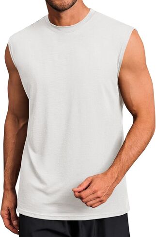 Runcati Mens Workout Tank Tops Sleeveless Muscle Cut Off Shirt Athletic Gym T Shirts in Kuwait