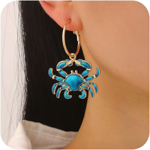 Crab Earrings for Women Sea Animal Hoop Earrings Tropical Vacation Ocean Earring Hawaiian Beach Jewelry in Saudi Arabia