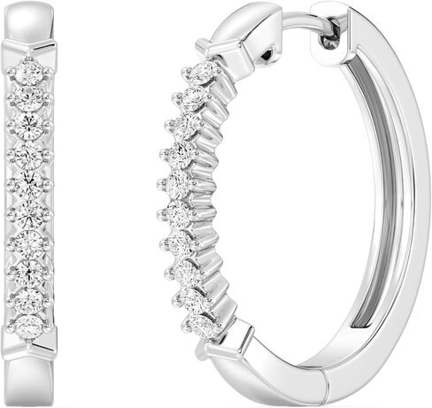 Itsy Bitsy by Gilded Sterling Silver Huggie Hoop Earrings, SI1 F-Color Lab-Grown Diamonds, Prong-Set in Kuwait