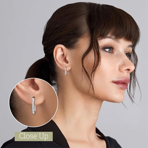 Itsy Bitsy by Gilded Sterling Silver Huggie Hoop Earrings, SI1 F-Color Lab-Grown Diamonds, Prong-Set in Saudi Arabia