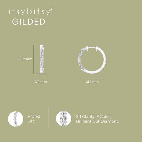 Itsy Bitsy by Gilded Sterling Silver Huggie Hoop Earrings, SI1 F-Color Lab-Grown Diamonds, Prong-Set in Saudi Arabia