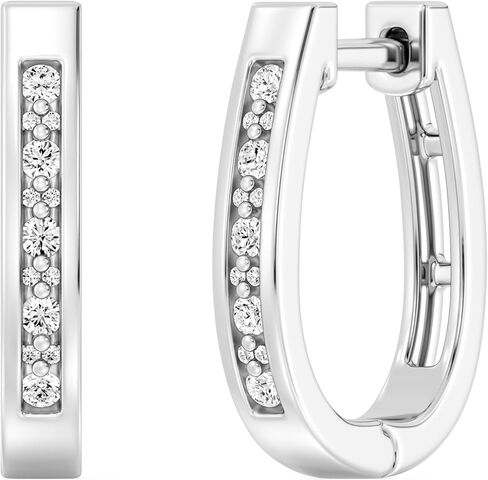 Itsy Bitsy by Gilded Sterling Silver Huggie Hoop Earrings, SI1 F-Color Lab-Grown Diamonds, Prong-Set in Saudi Arabia
