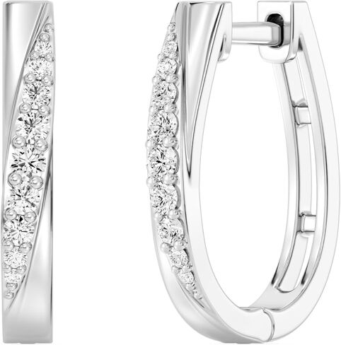 Itsy Bitsy by Gilded Sterling Silver Huggie Hoop Earrings, SI1 F-Color Lab-Grown Diamonds, Prong-Set in Saudi Arabia