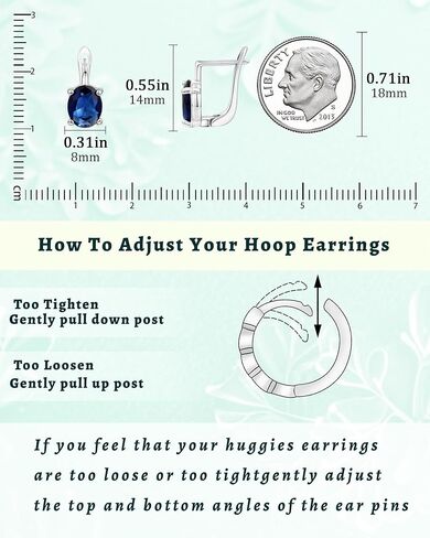 Hypoallergenic Small Blue Sapphire Hoop Earrings for Women | Silver Huuige Hoop Jewelry | 8MM Oval Navy Blue Birthstone-Like Earrings for Weddings, Sensitive Ears & Daily Luxury in Kuwait