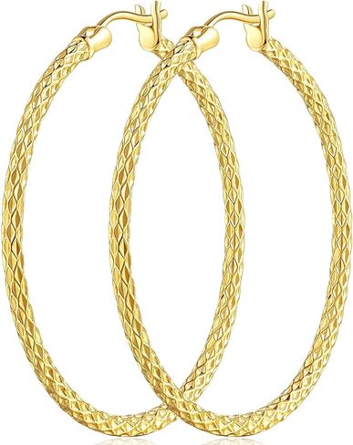 14k أقراط طارة ذهب للنساء الذهب والمجوهرات المرأة هوب أقراط المبهر الأطواق الكبيرة القرط 40*2 ملم in Kuwait