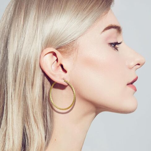 14k أقراط طارة ذهب للنساء الذهب والمجوهرات المرأة هوب أقراط المبهر الأطواق الكبيرة القرط 40*2 ملم in Kuwait