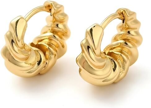18K Gold Plated Mini Croissant Huggie Hoop Earrings – Hypoallergenic & Tarnish Resistant in Saudi Arabia