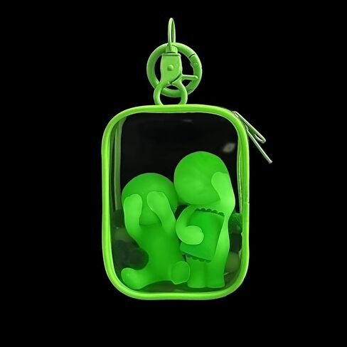 حقيبة عرض الشكل المتوهجة - الأرقام المتوهجة حقيبة تخزين خضراء مخصصة مع سلسلة مفاتيح ، شخصية صغيرة محمولة معلقة حقيبة أعمى مربع العمياء تحمل حقيبة سستة لمجمع الشكل المتوهج in Kuwait