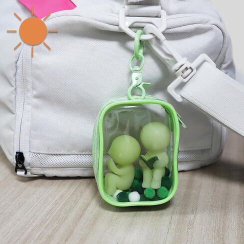 حقيبة عرض الشكل المتوهجة - الأرقام المتوهجة حقيبة تخزين خضراء مخصصة مع سلسلة مفاتيح ، شخصية صغيرة محمولة معلقة حقيبة أعمى مربع العمياء تحمل حقيبة سستة لمجمع الشكل المتوهج in Kuwait