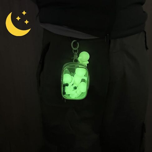 حقيبة عرض الشكل المتوهجة - الأرقام المتوهجة حقيبة تخزين خضراء مخصصة مع سلسلة مفاتيح ، شخصية صغيرة محمولة معلقة حقيبة أعمى مربع العمياء تحمل حقيبة سستة لمجمع الشكل المتوهج in Kuwait