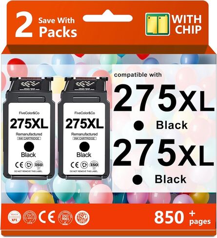 خرطوشة حبر متوافقة 275XL بديلة لحبر Canon 275 XL PG275XL PG275 خرطوشة حبر سوداء 2 حزمة لحبر الطابعة PIXMA TS3722 TR4720 TR4700 TR4722 TS3522 TS3500 TS3720 in Kuwait