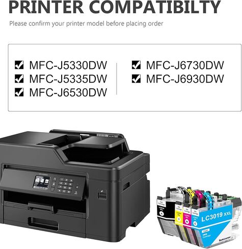 LC3019XXL Ink Cartridges with Super High-Yield Replacement for Brother LC3019 XXL Work with MFC-J5330DW MFC-J6530DW MFC-J6730DW MFC-J6930DW Printers (Black, Cyan, Magenta, Yellow, 4 Pack) in Kuwait