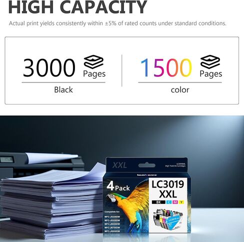 LC3019XXL Ink Cartridges with Super High-Yield Replacement for Brother LC3019 XXL Work with MFC-J5330DW MFC-J6530DW MFC-J6730DW MFC-J6930DW Printers (Black, Cyan, Magenta, Yellow, 4 Pack) in Kuwait