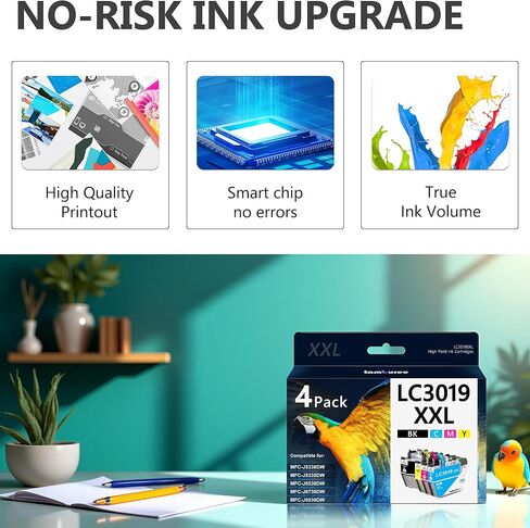 LC3019XXL Ink Cartridges with Super High-Yield Replacement for Brother LC3019 XXL Work with MFC-J5330DW MFC-J6530DW MFC-J6730DW MFC-J6930DW Printers (Black, Cyan, Magenta, Yellow, 4 Pack) in Kuwait