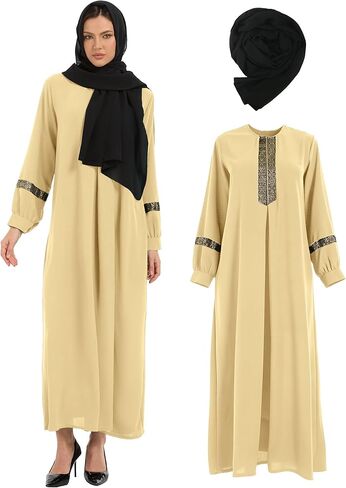 Muslim Abaya Dress For Women with Hijabs Long Sleeve Floral Print Islamic Dubai Long Maxi Dresses in Saudi Arabia