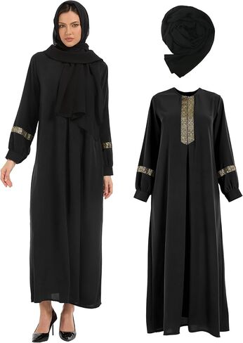 Muslim Abaya Dress For Women with Hijabs Long Sleeve Floral Print Islamic Dubai Long Maxi Dresses in Saudi Arabia