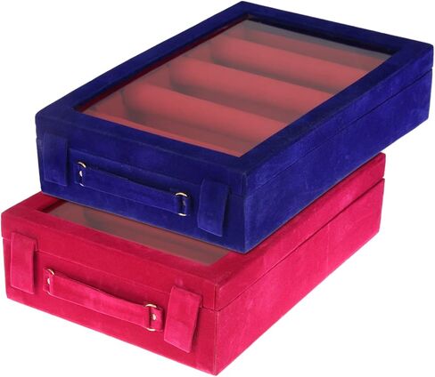 صندوق أساور مكون من 4 قضبان|صندوق مجوهرات خشبي|صندوق تزيين الزفاف|منظم سوار الزفاف المطلي بالمخمل للنساء والفتيات|عبوة من قطعتين (متعدد) in Kuwait