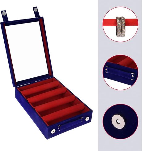 صندوق أساور مكون من 4 قضبان|صندوق مجوهرات خشبي|صندوق تزيين الزفاف|منظم سوار الزفاف المطلي بالمخمل للنساء والفتيات|عبوة من قطعتين (متعدد) in Kuwait