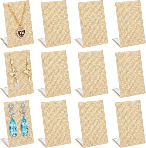 12 قطعة مجموعة عرض القرط من الكتان حامل عرض القرط على شكل حرف L منظم المجوهرات منظم الأقراط للمجوهرات المتدلية عرض الدعائم الخلفية المائلة 1.4 × 2.2 × 3 بوصة in Kuwait