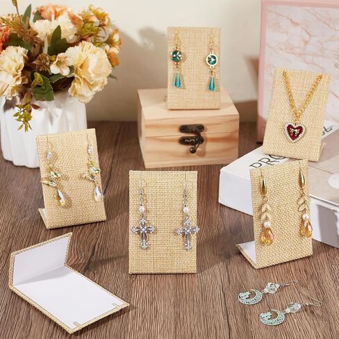 12 قطعة مجموعة عرض القرط من الكتان حامل عرض القرط على شكل حرف L منظم المجوهرات منظم الأقراط للمجوهرات المتدلية عرض الدعائم الخلفية المائلة 1.4 × 2.2 × 3 بوصة in Kuwait