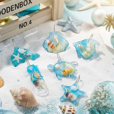 Leinuosen 6 Pcs Beach Ornaments for Tree Acrylic Crystal Coastal Beach Tree Decorations Summer Ocean Starfish Seashell Blue Summer Ornament Sea Seahorse Shell Turtle Hanging Home Decor for Party Gifts in Saudi Arabia
