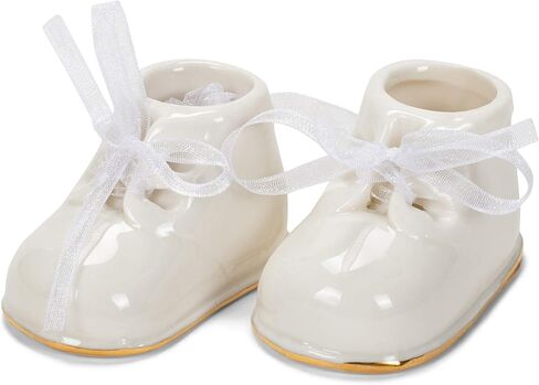 Midwest-CBK Baby Booties Ornament, Porcelain, White,Christmas in Saudi Arabia