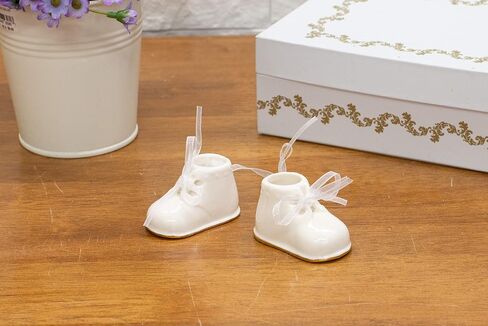 Midwest-CBK Baby Booties Ornament, Porcelain, White,Christmas in Saudi Arabia