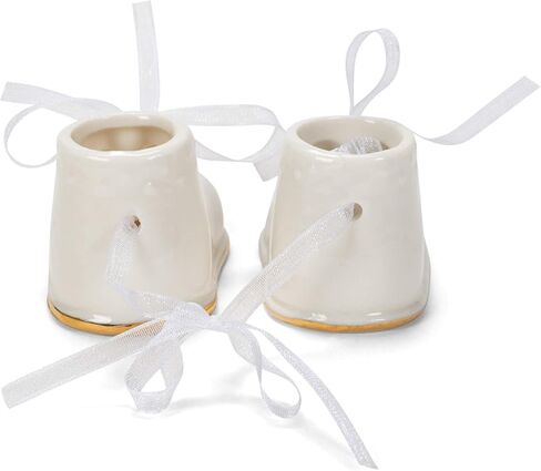 Midwest-CBK Baby Booties Ornament, Porcelain, White,Christmas in Saudi Arabia