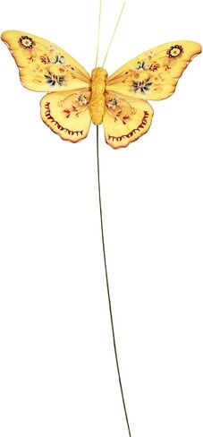 Berfutall-Artificial Feather 3D Butterfly Party Decorations Set of 12 with Wire 6 Color Yellow Series Ornaments for Home Decoration in Kuwait
