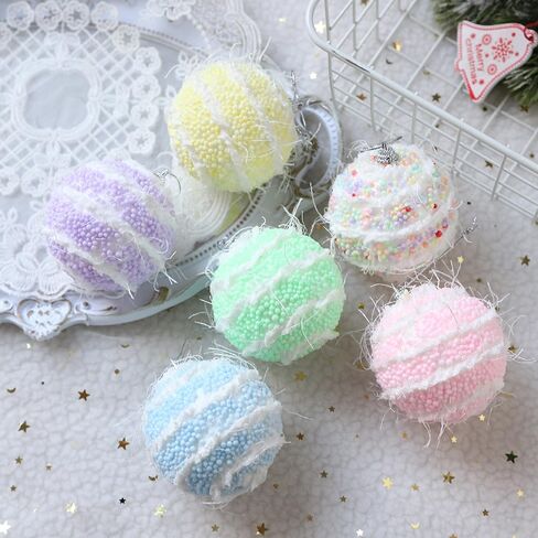 16PCS Pastel Christmas Tree Ball Ornament Set, 3.15in Pastel Color Shatterproof Glitter Foam Christmas Hanging Ball Ornaments Sweet Themed Xmas Tree Decor New Year Holiday Decoration in Saudi Arabia