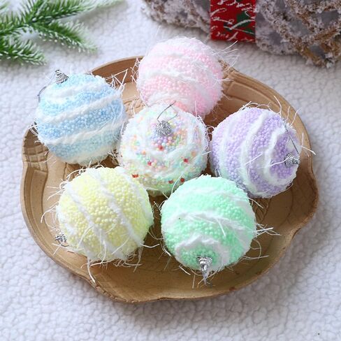 16PCS Pastel Christmas Tree Ball Ornament Set, 3.15in Pastel Color Shatterproof Glitter Foam Christmas Hanging Ball Ornaments Sweet Themed Xmas Tree Decor New Year Holiday Decoration in Saudi Arabia