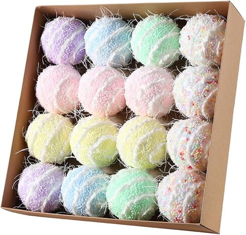 16PCS Pastel Christmas Tree Ball Ornament Set, 3.15in Pastel Color Shatterproof Glitter Foam Christmas Hanging Ball Ornaments Sweet Themed Xmas Tree Decor New Year Holiday Decoration in Saudi Arabia