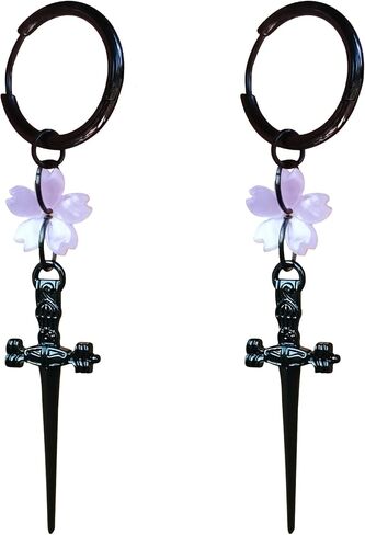 Gothic Halloween Drop Dangle Earrings For Women,Sword/Dagger 316L Stainless Steel Hypoallergenic Charm Jewelry Red Flower Punk Earrings Birthday For Women in Kuwait