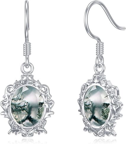 925 Sterling Silver Dangle Earrings for Women Dragonfly Earrings Moss agate/Cross/Jade Earring Christmas Jewelry Gifts in Kuwait