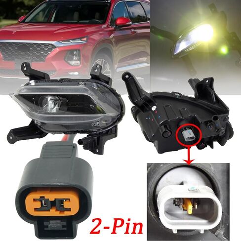 2 Wires 2 Pin Fog Lamp Fog Light Connector Wiring Harness Pigtail Plug for Hyundai Santa Fe for Hyundai Ioniq Kia Forte Sorento Sportage KUM 090 Series Female Waterproof Connector PB625-02027 in Saudi Arabia