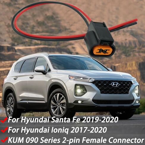2 Wires 2 Pin Fog Lamp Fog Light Connector Wiring Harness Pigtail Plug for Hyundai Santa Fe for Hyundai Ioniq Kia Forte Sorento Sportage KUM 090 Series Female Waterproof Connector PB625-02027 in Saudi Arabia