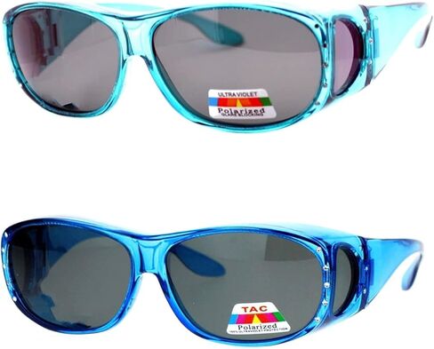 2 Pair Womens Rhinestone Anti Glare Polarized Fit Over Glasses Sunglasses Oval Rectangular in Saudi Arabia