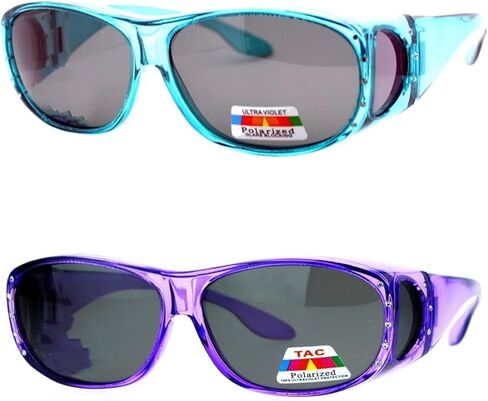 2 Pair Womens Rhinestone Anti Glare Polarized Fit Over Glasses Sunglasses Oval Rectangular in Saudi Arabia