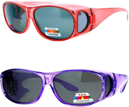 2 Pair Womens Rhinestone Anti Glare Polarized Fit Over Glasses Sunglasses Oval Rectangular in Saudi Arabia