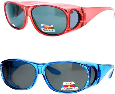 2 Pair Womens Rhinestone Anti Glare Polarized Fit Over Glasses Sunglasses Oval Rectangular in Saudi Arabia