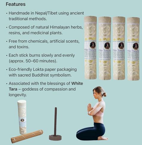 Collection Tibetan White Tara Stick Incense Excellent Home Fragrance Aromatic Incense Yoga Meditation Companion Handmade in Nepal in Kuwait