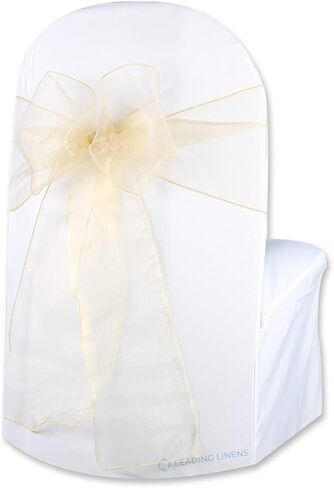 Sparkles Make It Special Leading Linens 100-pcs Organza Chair Cover Bow Sash - Champagne - Wedding Party Banquet Reception - 28 Colors Available in Saudi Arabia