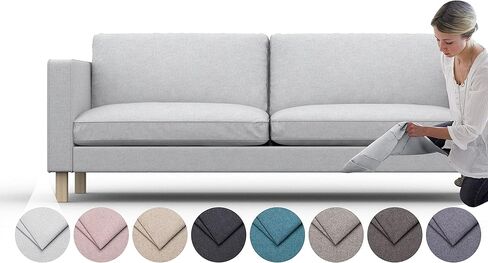 comfortly | Cover for Karlstad 3 Seat Sofa, Replacement Slipcover, Heavy Duty 7 pcs Cover, Pets and Stain Proof Durable Nano-Tech Fabric, Easy to Clean & Replace (Cashmere Blends - Beige) in Saudi Arabia