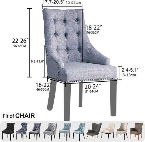 Lellen Wingback Chair Slipcovers with Pattern Stretch Wing Chair Covers Reusable Arm Chair Protector Cover for Dining Room Banquet Home Decor etc Hand Machine Washable (Reed Leaf Dark Grey, 2PCS) in Saudi Arabia